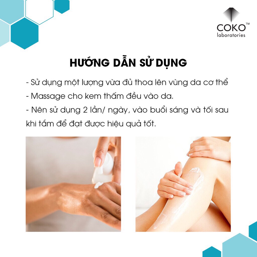 Kem Dưỡng Trắng Da Toàn Thân COKO Body Whitening Cream 100g Cấp Ẩm Và Bổ Sung Collagen Ngăn Ngừa Lão Hoá Cho Làn Da Săn Chắc Mềm Mịn – Hàng Chính Hãng