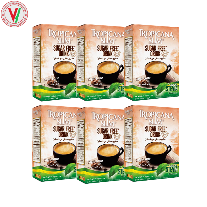 Combo 6 Hộp Cà Phê Ăn Kiêng Tropicana Slim Caffè Latte 3in1 (10 x 14g)