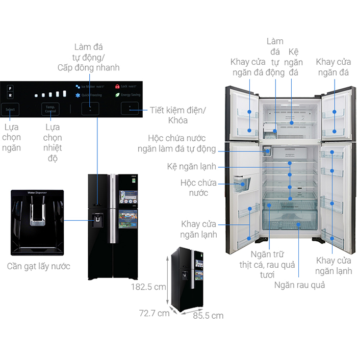 Tủ lạnh Hitachi Inverter 540 lít R-FW690PGV7X GBK