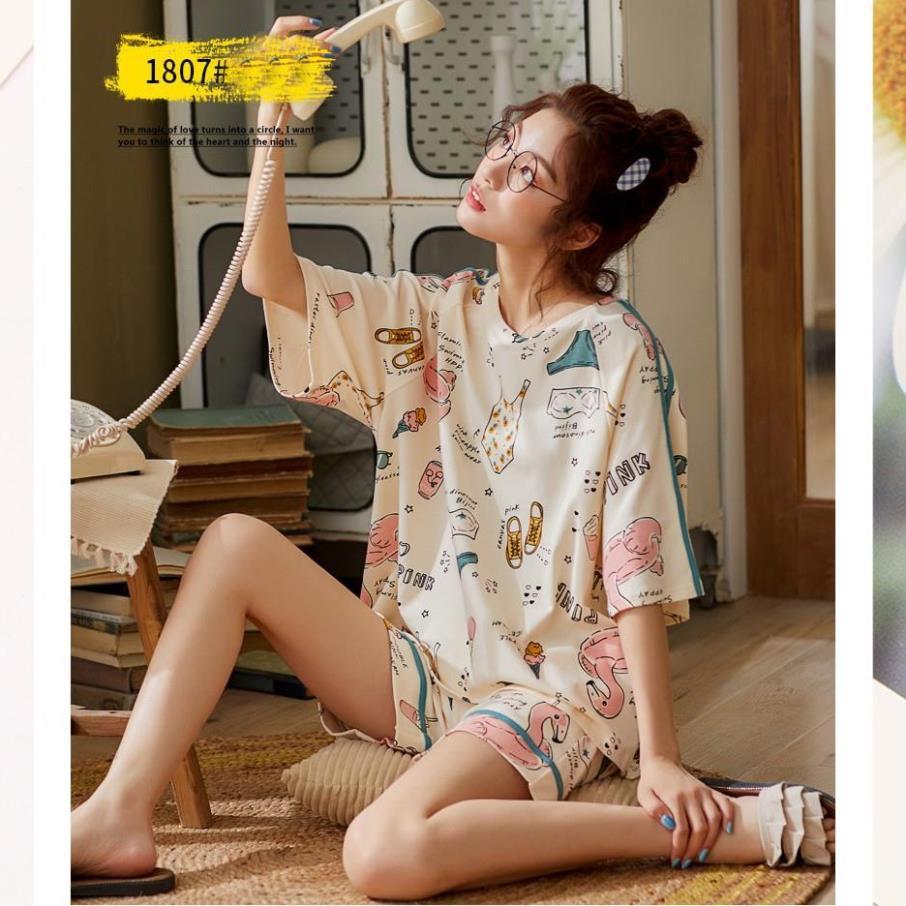 Đồ Bộ Mặc Nhà, Bộ Ngủ Quần Đùi Cotton Kiểu Dáng Cá Tính B41