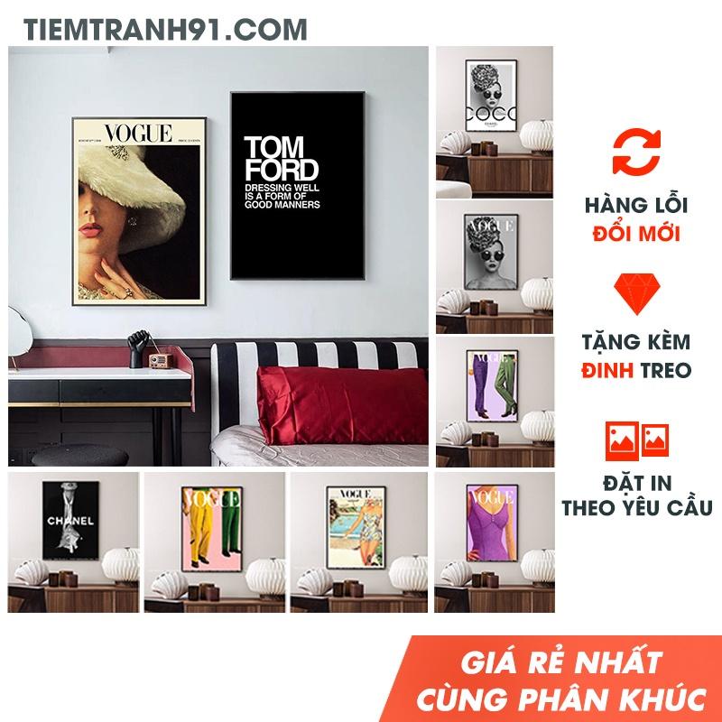 Tranh treo tường decor, Tiệm Tranh 91, tranh thương hiệu thời trang, tặng kèm đinh treo, in theo yêu cầu
