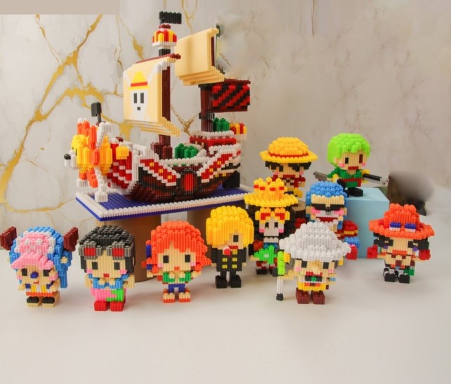 Mô hình lắp ráp tàu Sunny, One Piece, Luffy, đảo hải tặc + Tặng kèm thẻ bài Pokemon
