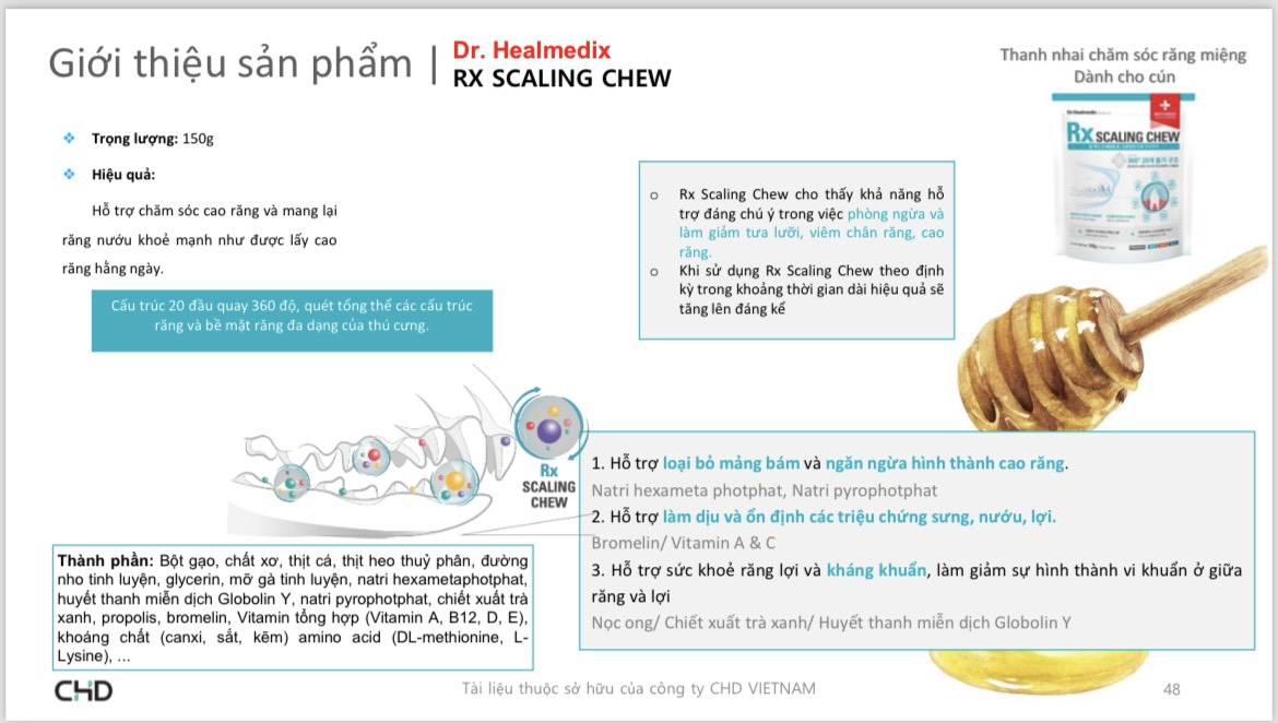 Bánh gặm tốt cho răng Dr.Healmedix Rx Scaling Chew (12,5g x 12 gói ) - thanh nhai phòng bệnh răng miệng,loại bỏ mảng bám