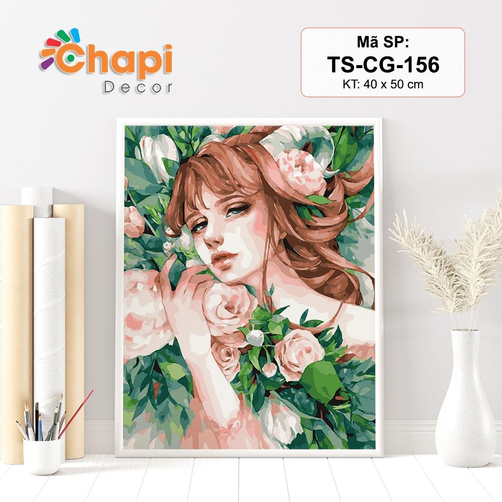 Tranh tô màu theo số CÔ GÁI HIỆN ĐẠI size 40x50cm đã căng khung