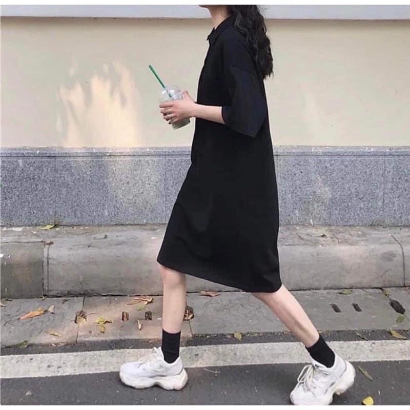 Váy Suông Polo Dáng Suông Cúc Đồng Siêu Đẹp