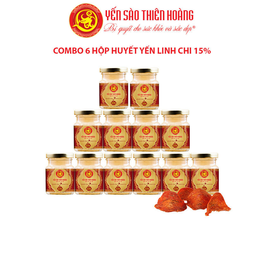 Combo 6 hộp nước Yến 15% Huyết Yến Linh Chi ( hộp/6 lọ )