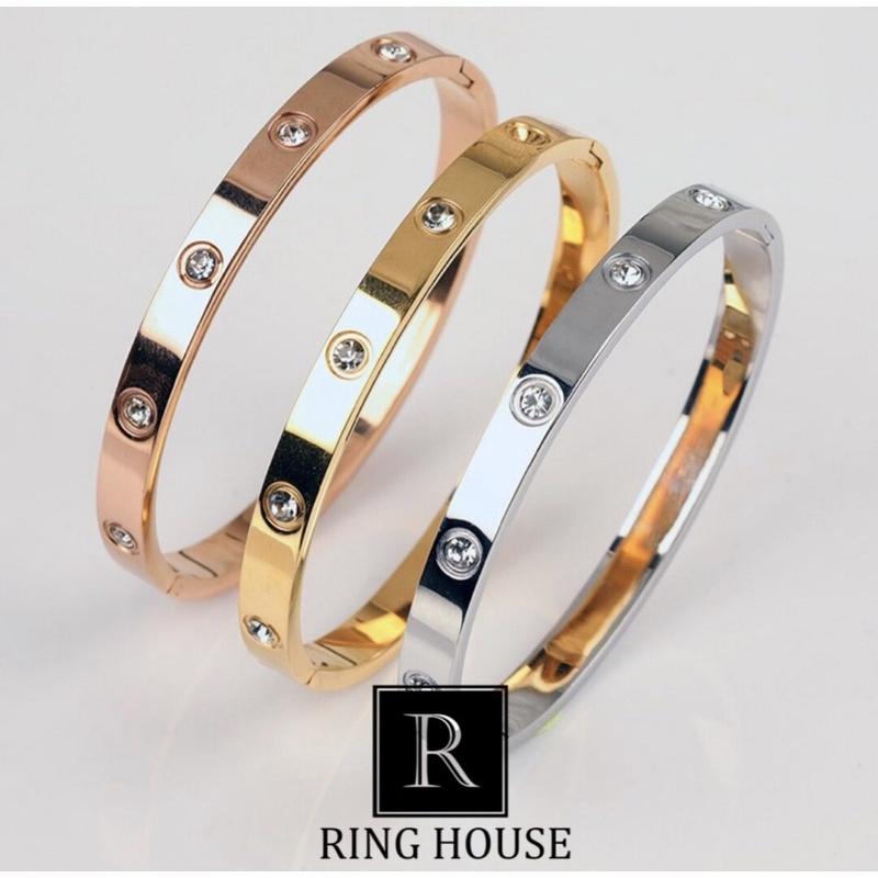 B5 Vòng Tay Nữ cuff Carti Đính Ngọc Titan Không Đen Sáng Đẹp Ring House