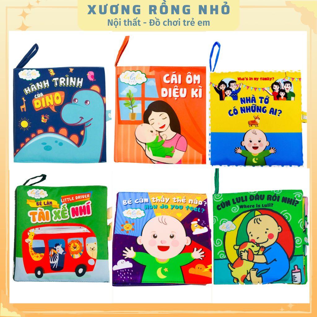 Trọn bộ 6 cuốn sách vải cho bé sơ sinh 0 - 4 tuổi Lalala Baby - sách vải an toàn cho bé tương tác - Xương Rồng Nhỏ