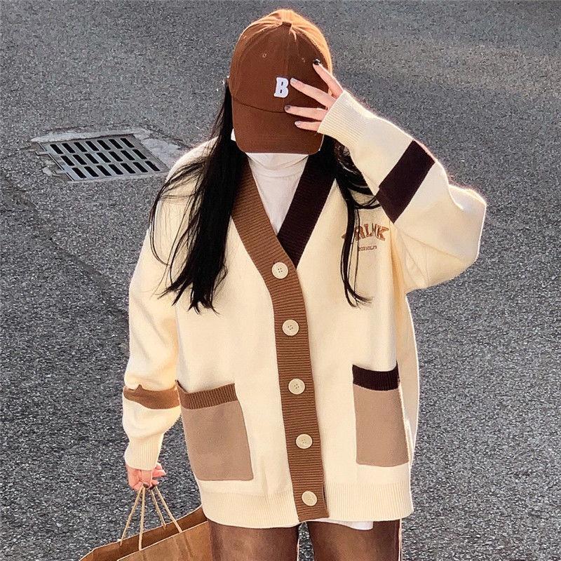Áo khoác cardigan dệt kim phong cách retro cổ điển