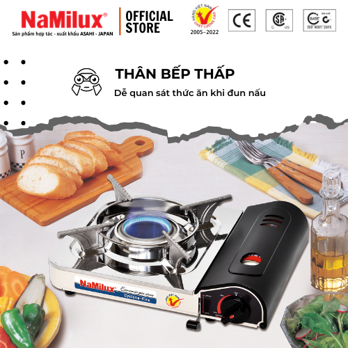 Bếp Gas Mini NaMilux NH-032PS│Đầu Đốt Cyclone│Tiết Kiệm Gas│Van Ngắt Gas An Toàn│Công Suất 2.4Kw │Hàng Chính Hãng