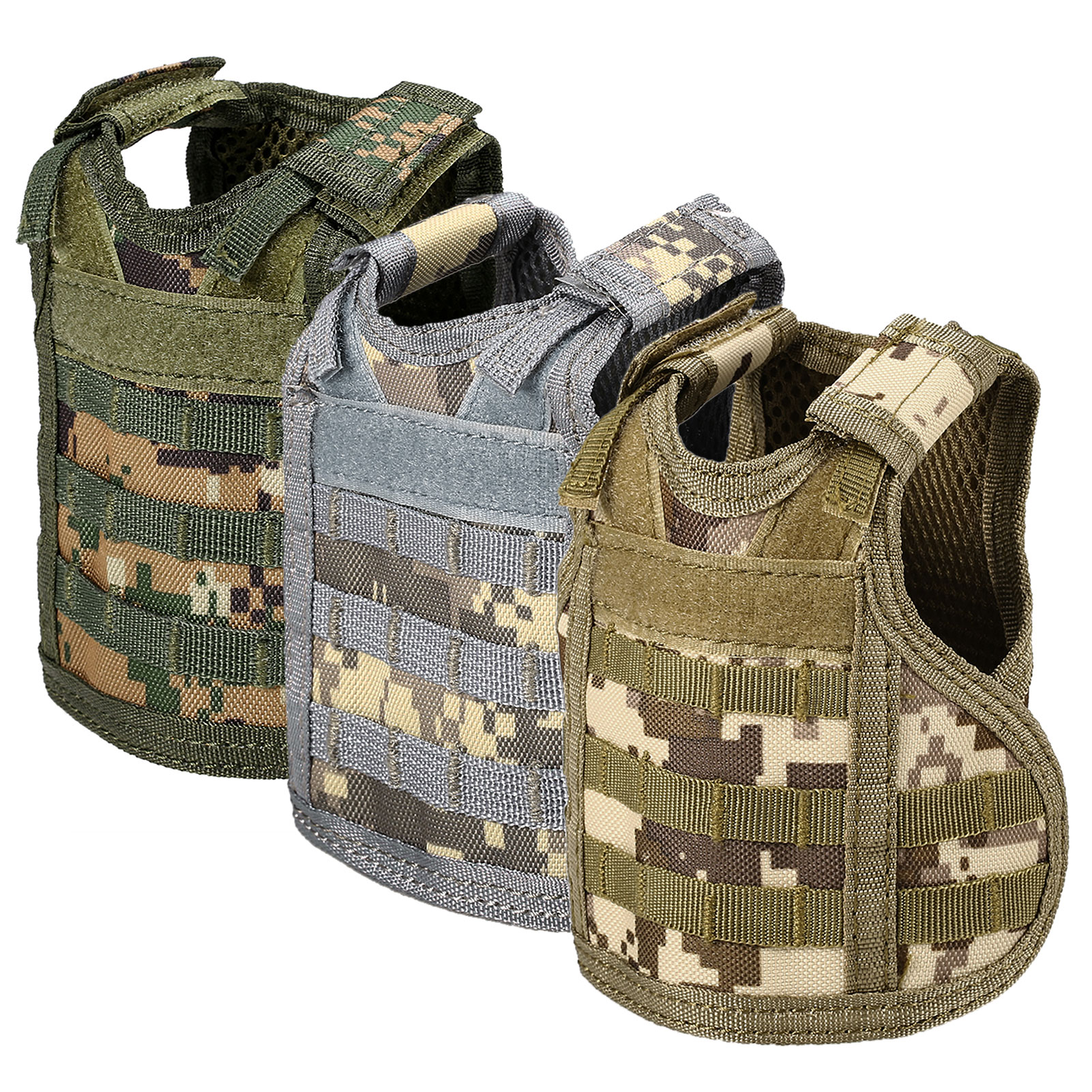3 Pack Tactical Beer Vest Military Molle Mini Miniature Beverage Bottle Can Cooler Holder Sleeve