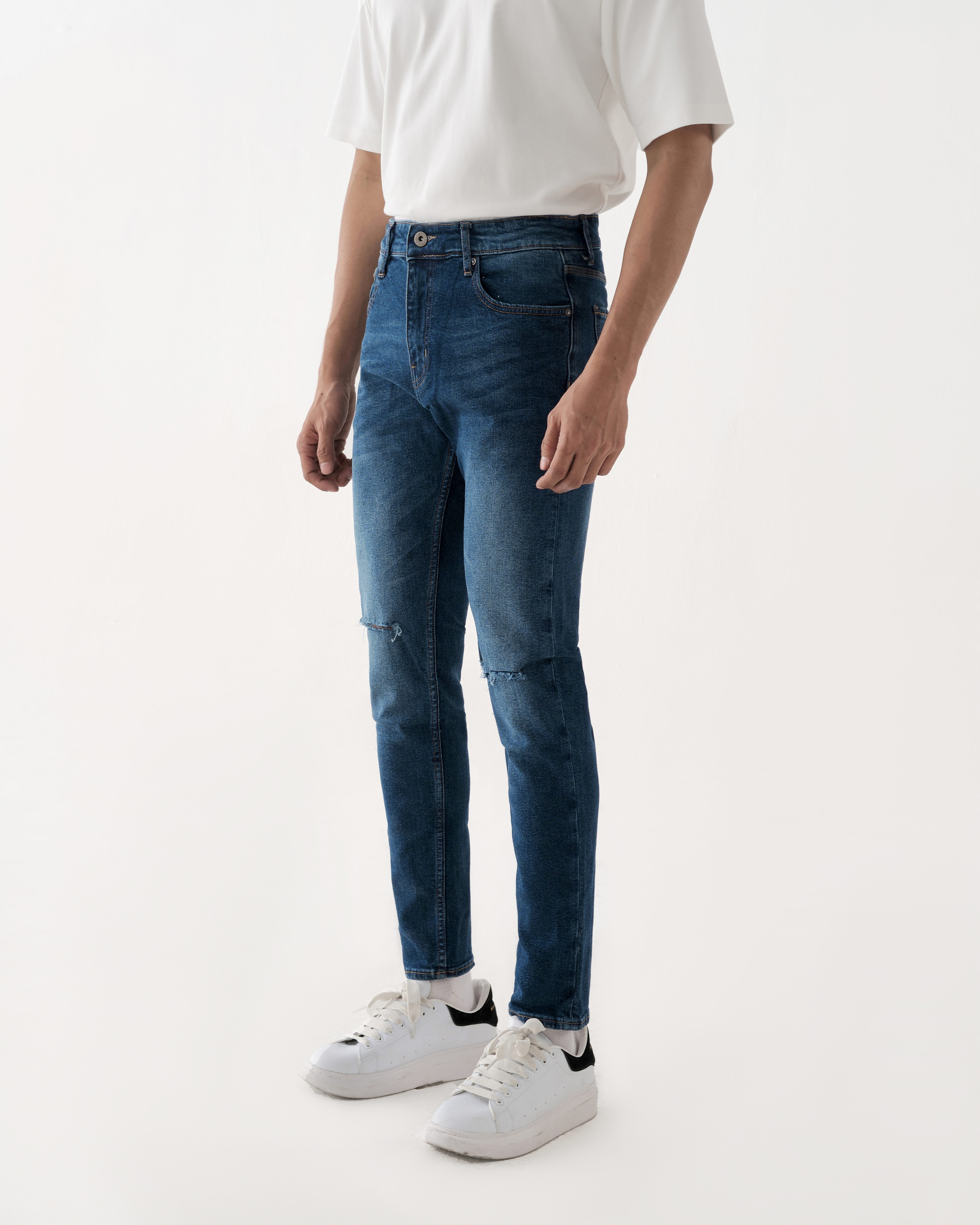 Quần jean nam xanh cao cấp MENFIT 0521 chất denim co giãn nhẹ 2 chiều, chuẩn form, thời trang