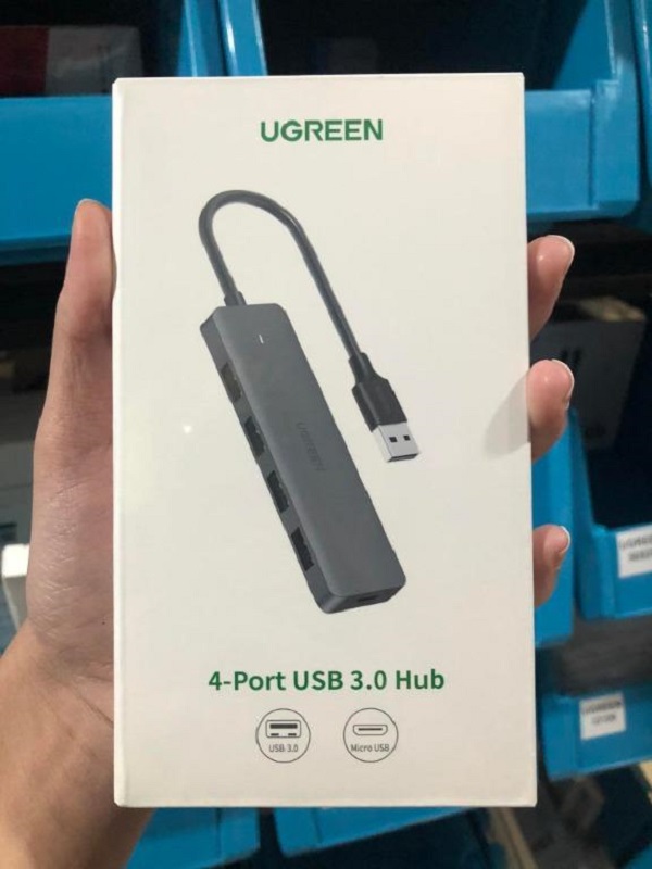 Hub chia 4 cổng USB 3.0 hỗ trợ cấp nguồn Micro USB chính hãng Ugreen 50985 hàng chính hãng