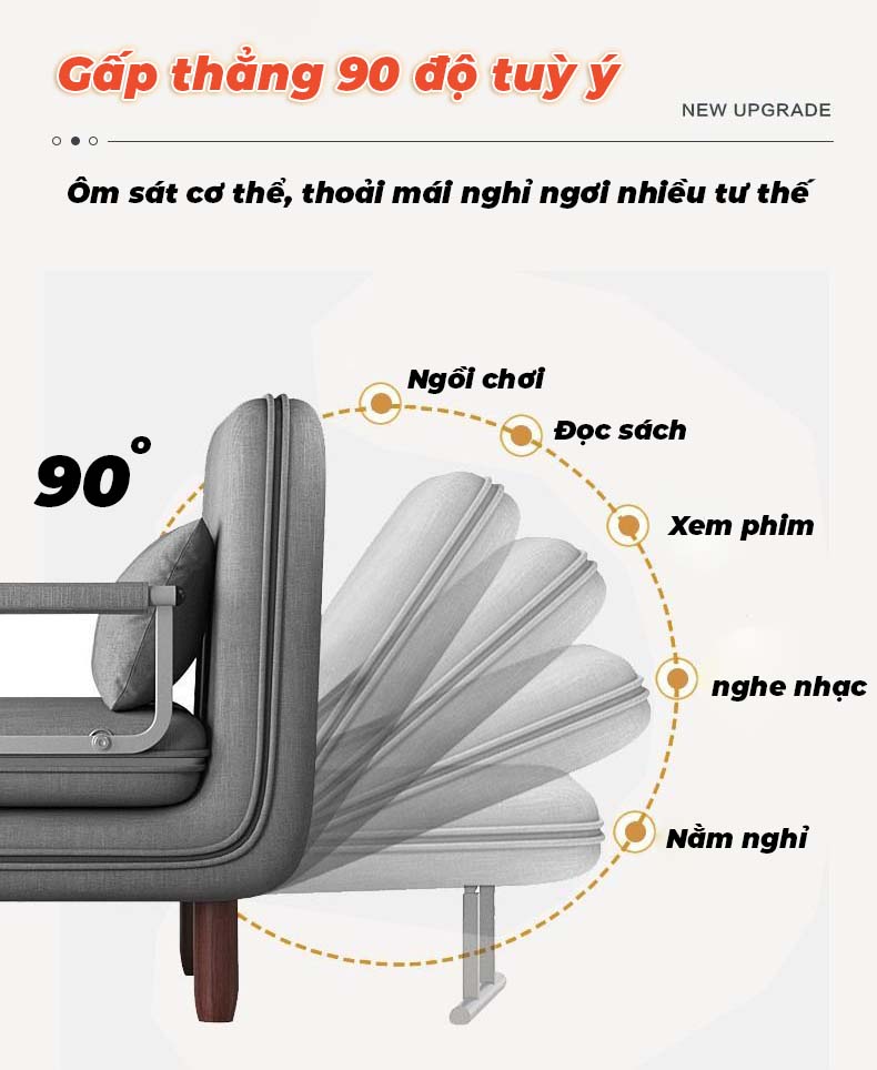 Giường Ghế Sofa Gấp Gọn (TẶNG KÈM 1 GỐI) Cho Văn Phòng, Nhà Khách Chính Hãng NIKITA