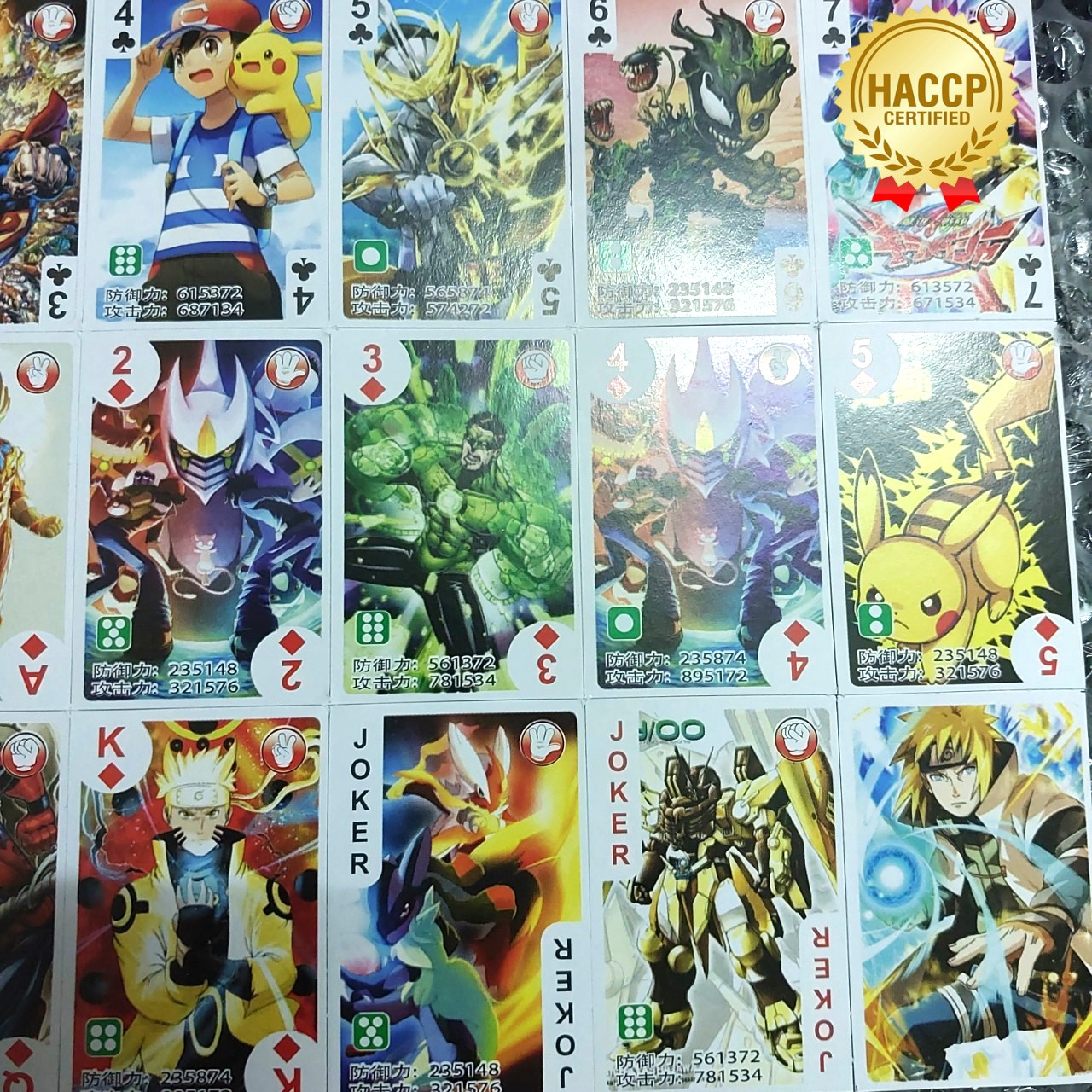 Bộ bài Poker tây 54 lá hình Anime MIX Pokemon Kamerider PowerRanger 1673 1-4-1
