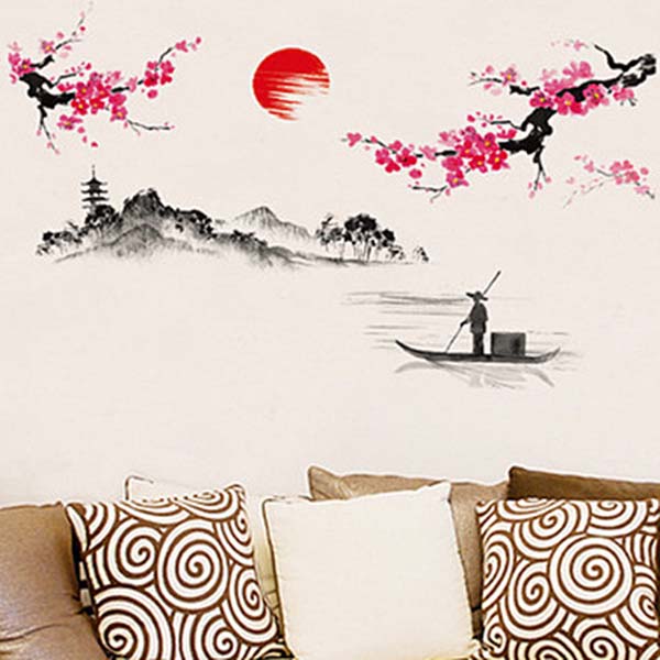 Decal Dán Tường Tranh Thủy Mặc DKN015