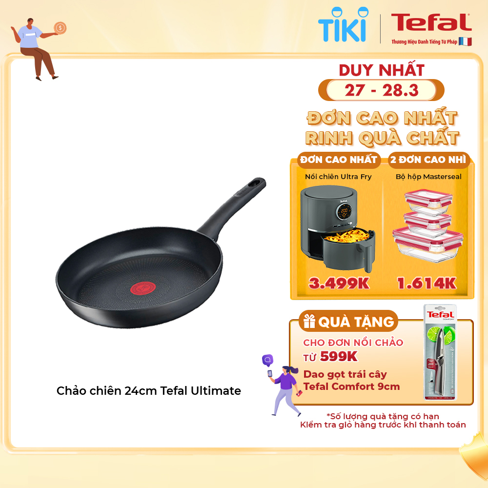 Chảo chiên chống dính đáy từ Tefal Ultimate 24cm, dùng cho mọi loại bếp - Sản xuất tại Pháp - Hàng chính hãng