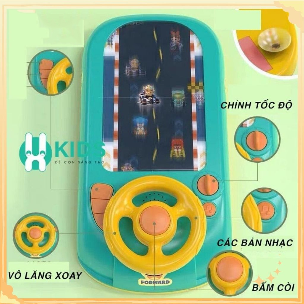 Đồ Chơi Ô Tô Đường Đua Xe Có Màn Hình Chuyển Động Cho Bé Có Vô Lăng Điều Khiển, Quà Tặng Sinh Nhật Cho Bé