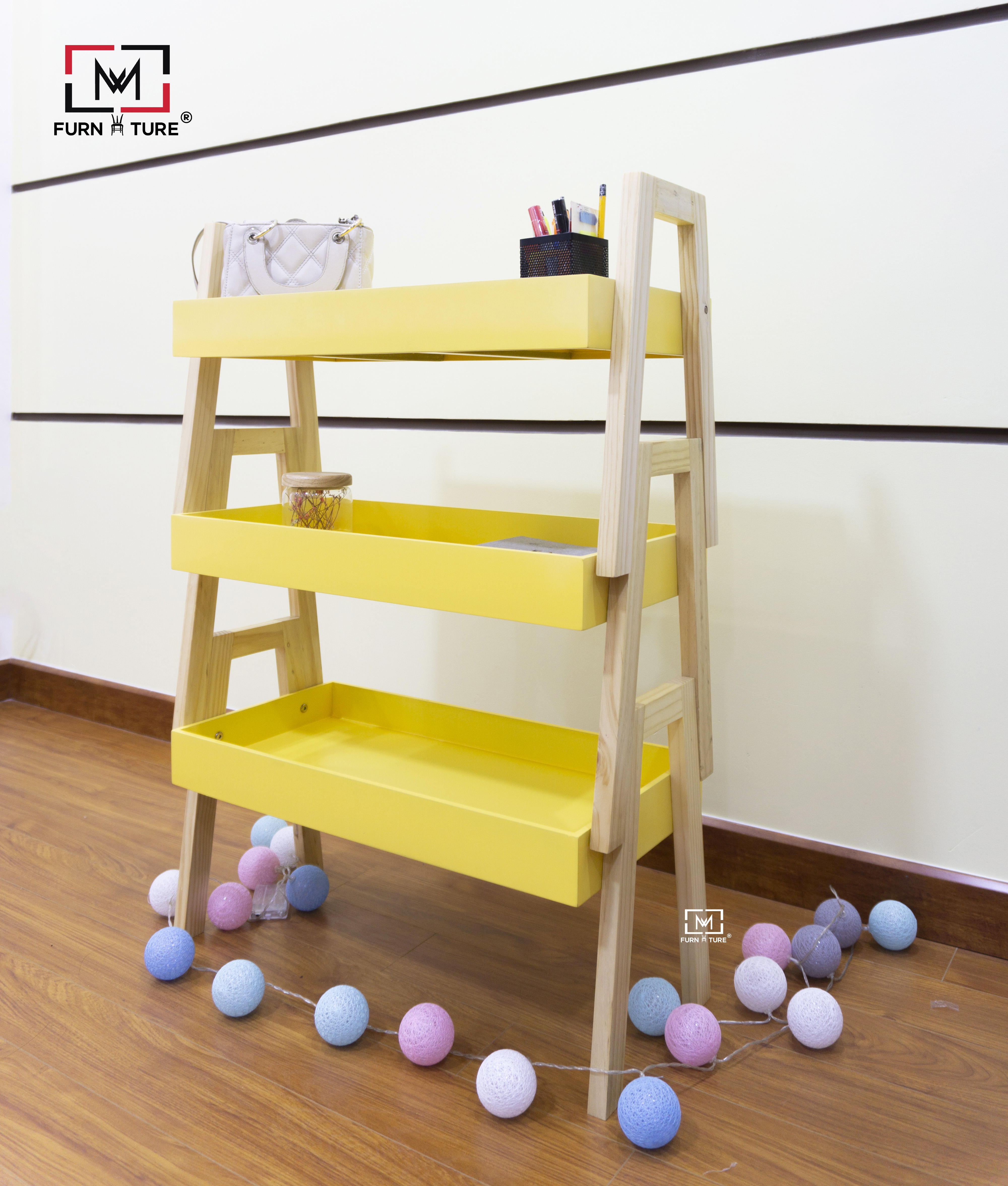 COMBO 3 KỆ GỖ ĐA NĂNG HÀN QUỐC MWFURNITURE MÀU VÀNG - COMBO 3 ACASE YELLOW