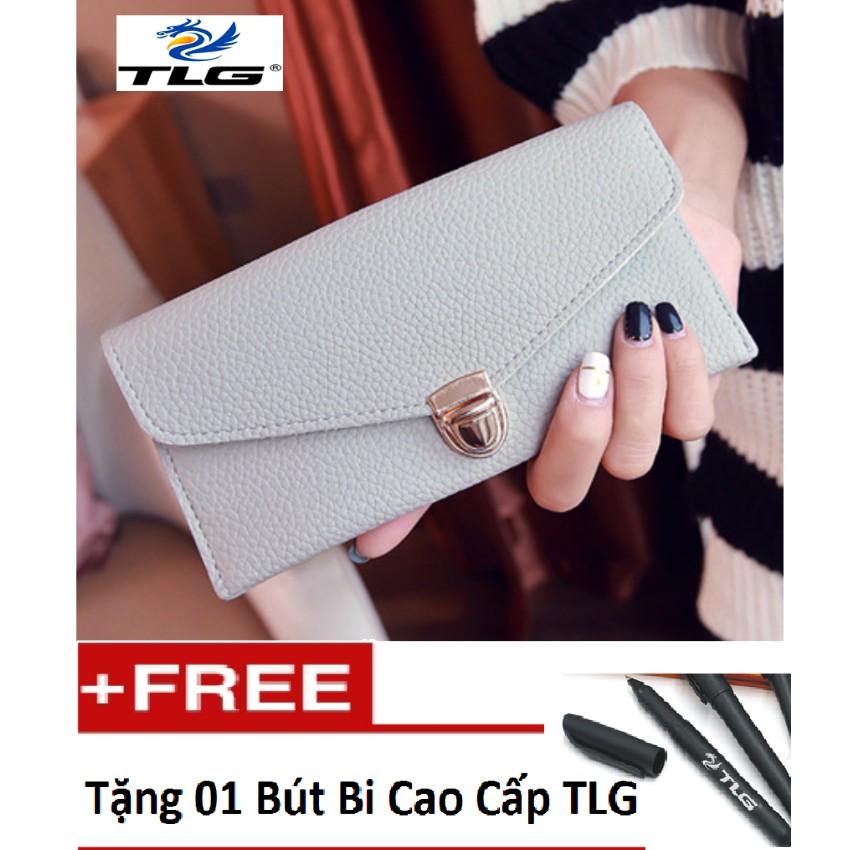 Ví Nữ Thời Trang Phong Cách Đồ Da Thành Long TLG 204446 (xám) tặng 01 bút bi cao cấp TLG