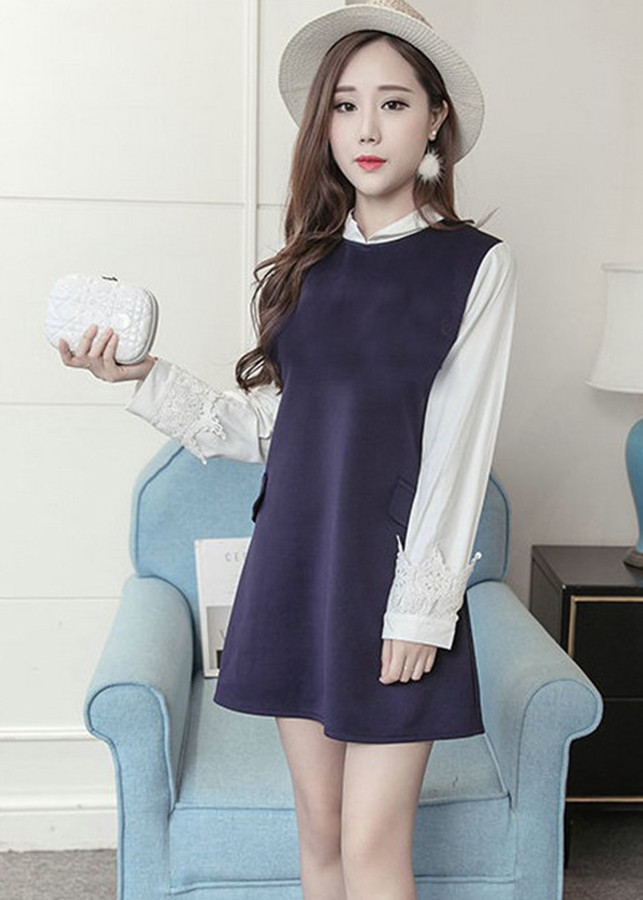 Đầm suông công sở tay phối ren cách điệu 127