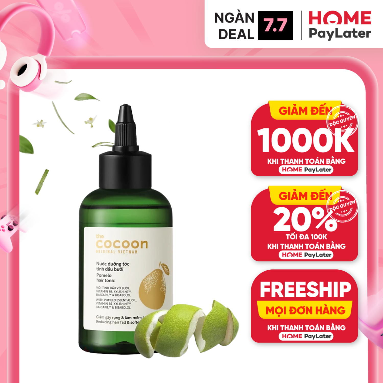 Nước dưỡng tóc tinh dầu bưởi Cocoon 140ml