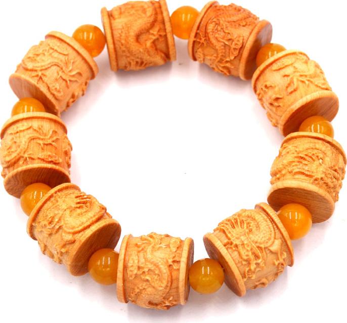 Vòng tay chuỗi hạt trụ rồng gỗ hoàng đàn TRVCT11