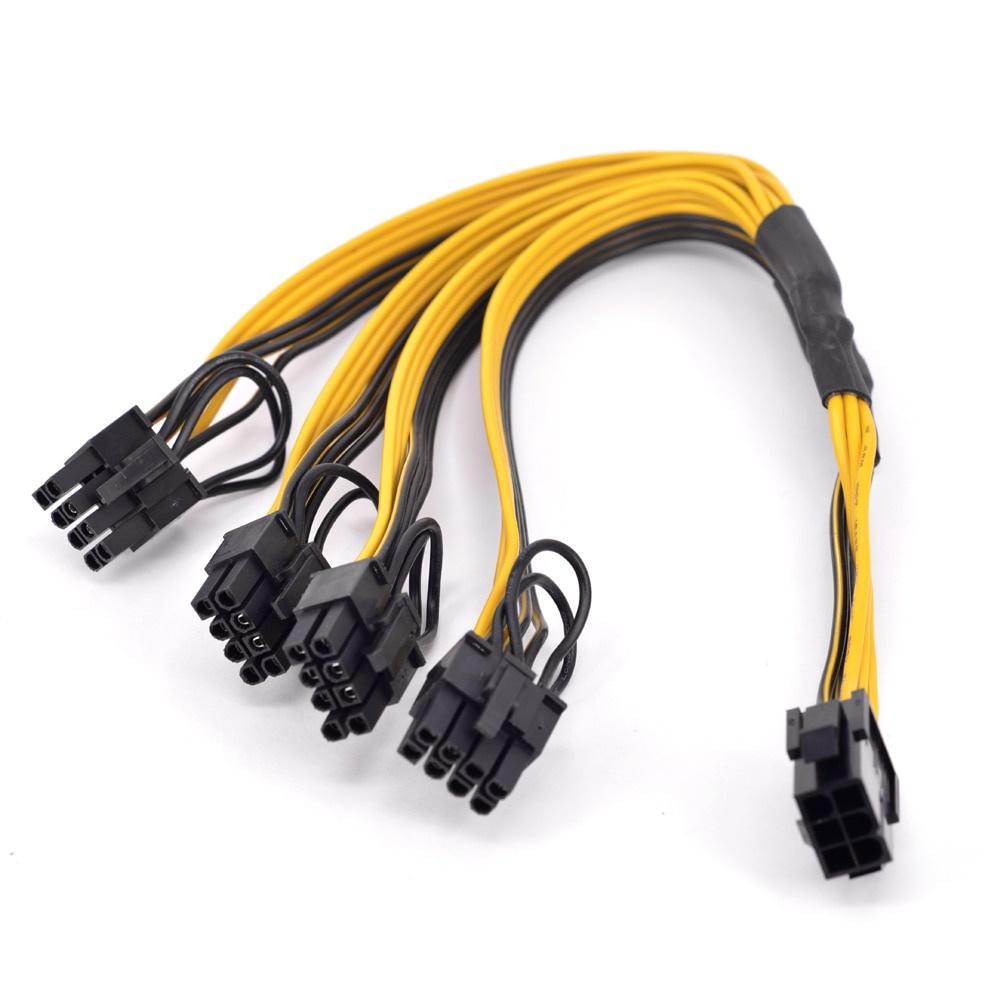 Dây Cáp Nguồn Pci-e 6Pin 1 Sang 4 Cổng 6 + 2 Pin 8pin Đến 6 Pin BTC