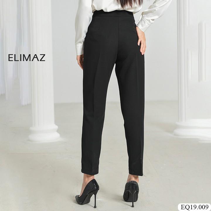 Quần Tây Âu Nữ Công Sở Lưng Cao Elimaz, Có Đai Eo Đính Khóa Vuông Ống Đứng EQ19.009