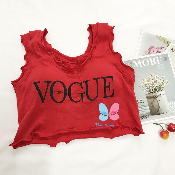 Áo Thun sát nách cho Nữ dáng Croptop từ 35-45kg in chữ vogue - AONU15