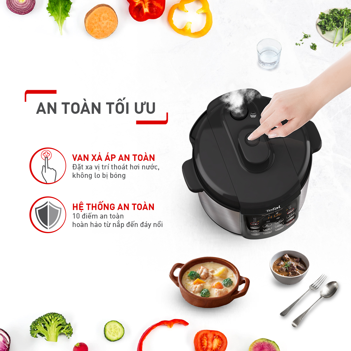 Nồi áp suất điện đa năng Tefal Speedy Cook 5L CY222D68 - Hàng chính hãng