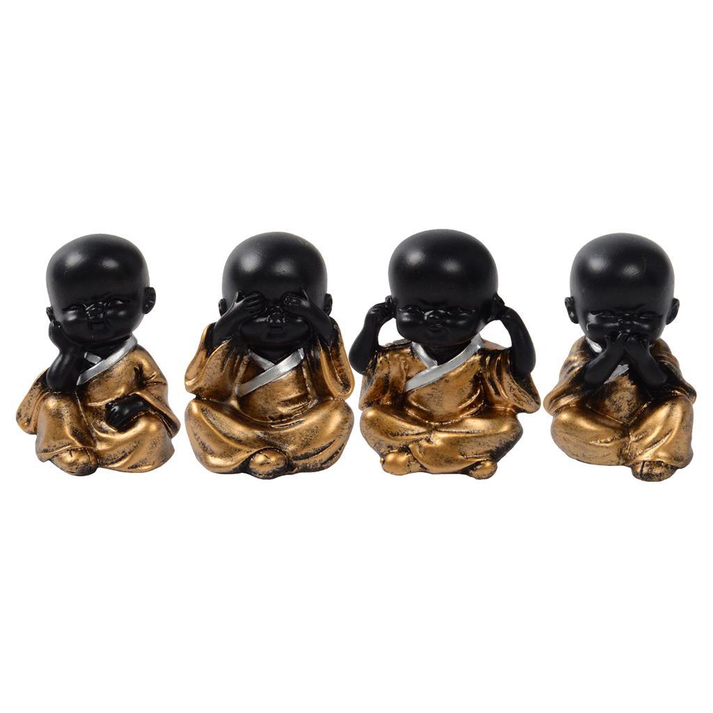 3X Resin Small Buddha Statue Monk Figurine Tea pet Ornaments Style01