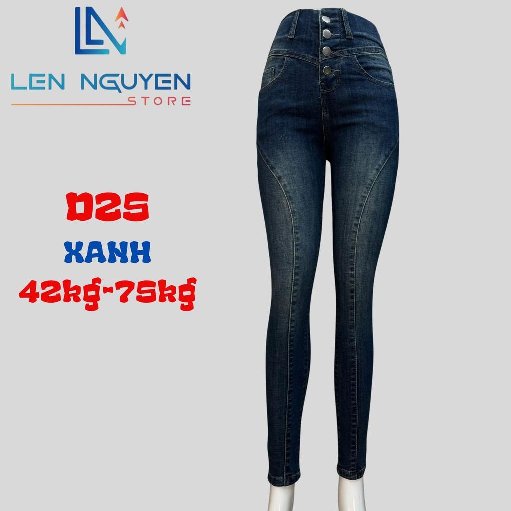D25_Quần jean nữ, dài, lưng cao, quần bò nữ dáng ôm, quần rin nữ có big size, cho 42kg đến 75kg,LEN NGUYEN STORE - Xanh