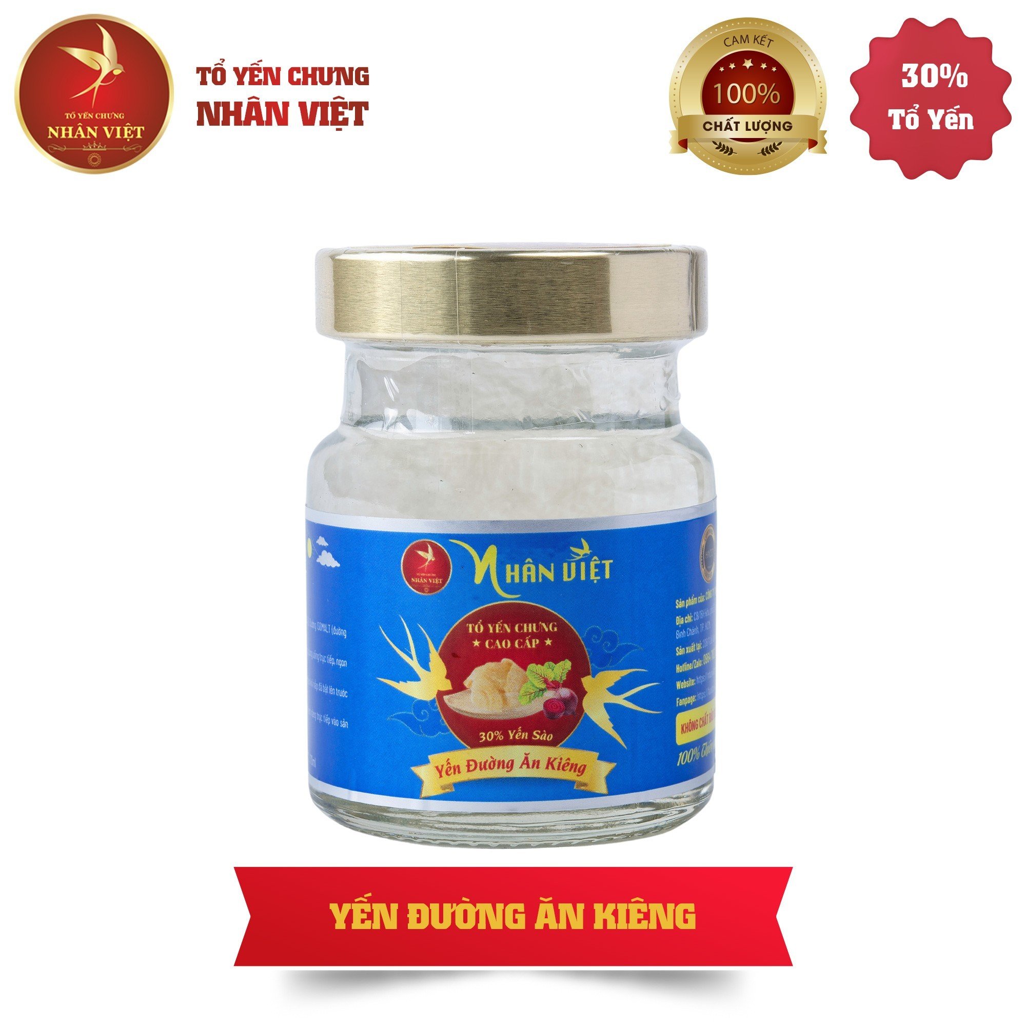 Yến Sào Chưng Đường Kiêng Nhân Việt 30% Yến Hũ 70ml