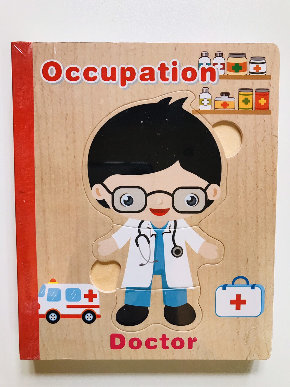 Sách gỗ ghép hình - Combo 2 cuốn sách gỗ ghép hình chủ đề nghề nghiệp và động vật Gnu Kids