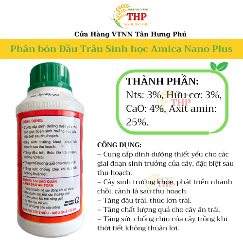 Phân Bón Lá Sinh Học Amica Nano Plus | Phân Bón Chuyên Cây Ăn Trái | Chai 500ml