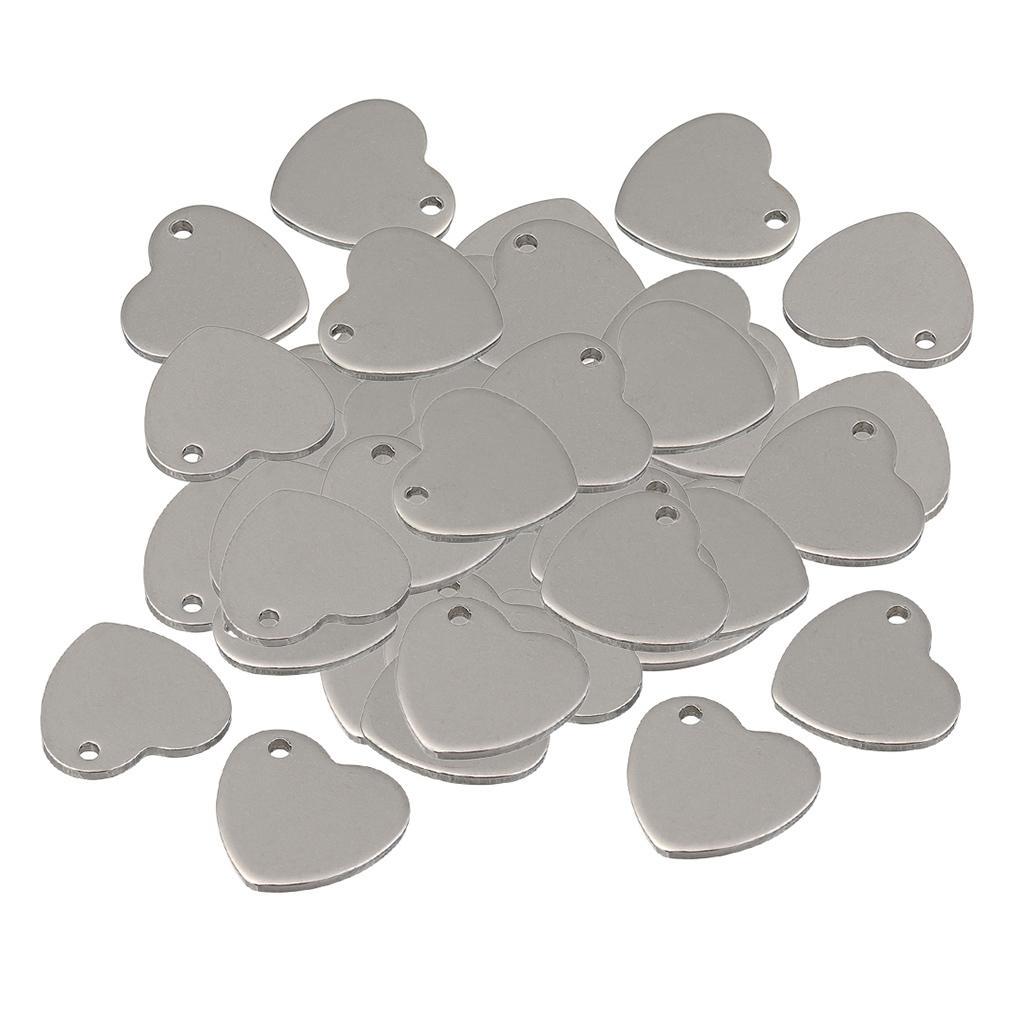 51Pcs Metal Stamping Blanks Heart Charms Pendants Tags Stamp Punch DIY Craft