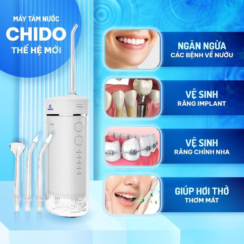 Máy Tăm Nước Gấp Gọn CHIDO 2024 khử khuẩn UV công nghệ Nhật Bản - Hàng Chính Hãng Bảo Hành 2 Năm