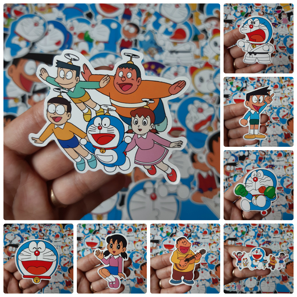 Bộ Sticker dán cao cấp chủ đề DORAEMON VÀ NHỮNG NGƯỜI BẠN - Dùng dán Xe, dán mũ bảo hiểm, dán Laptop...