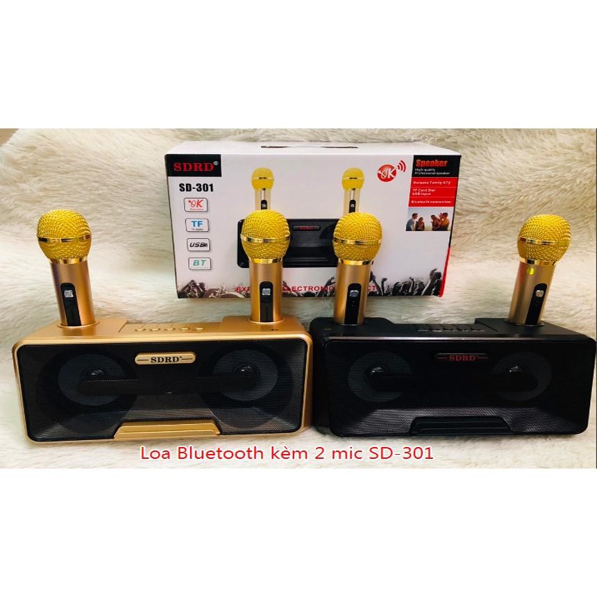 Loa Bluetooth Karaoke Mini SD-301 + Tặng Kèm 2 Mic