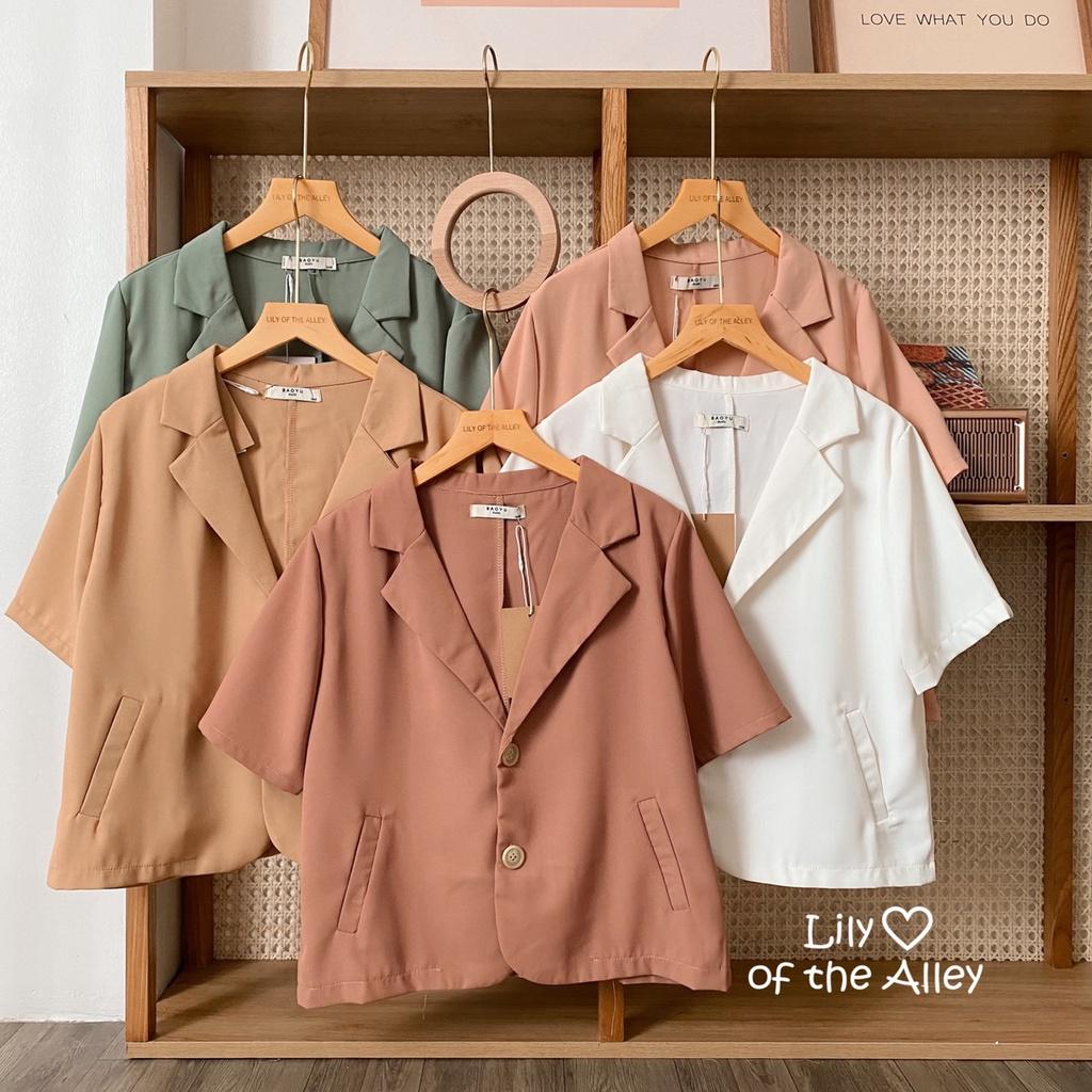 Áo blazer cộc tay túi chéo