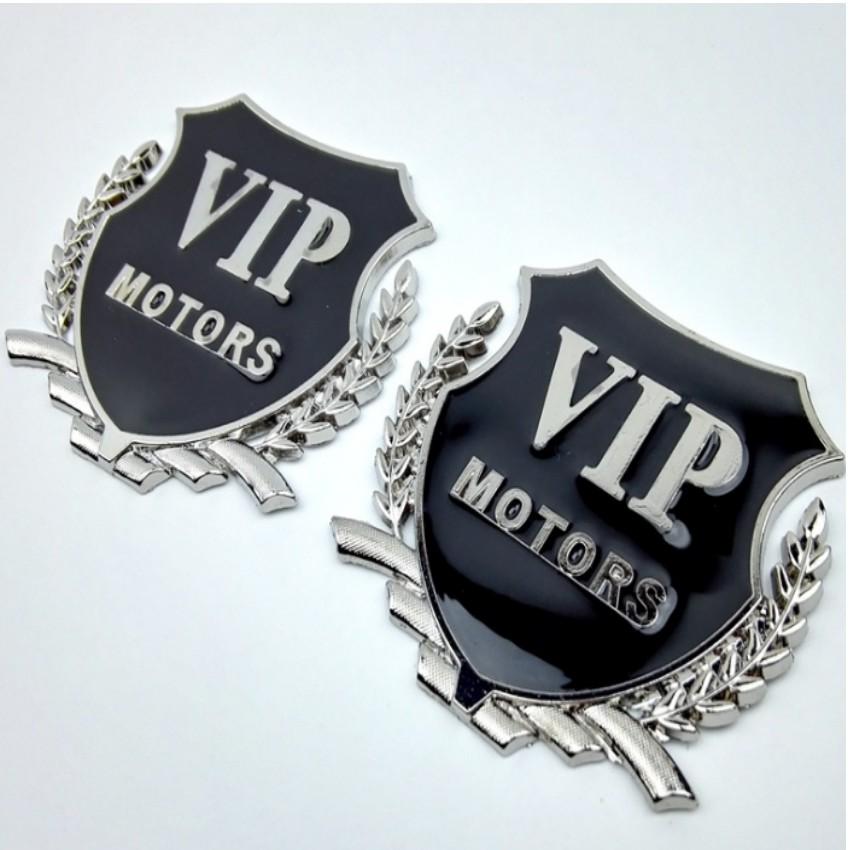 Logo xe Ô tô VIP MOTORS bông lúa,tặng khăn lau đa năng 206277