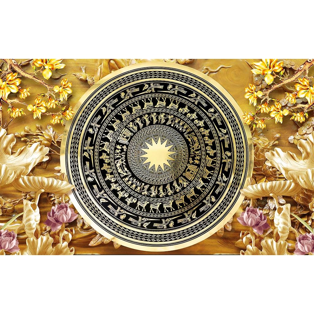 Tranh trống đồng trang trí phòng khách in decal PP kt: 120x150