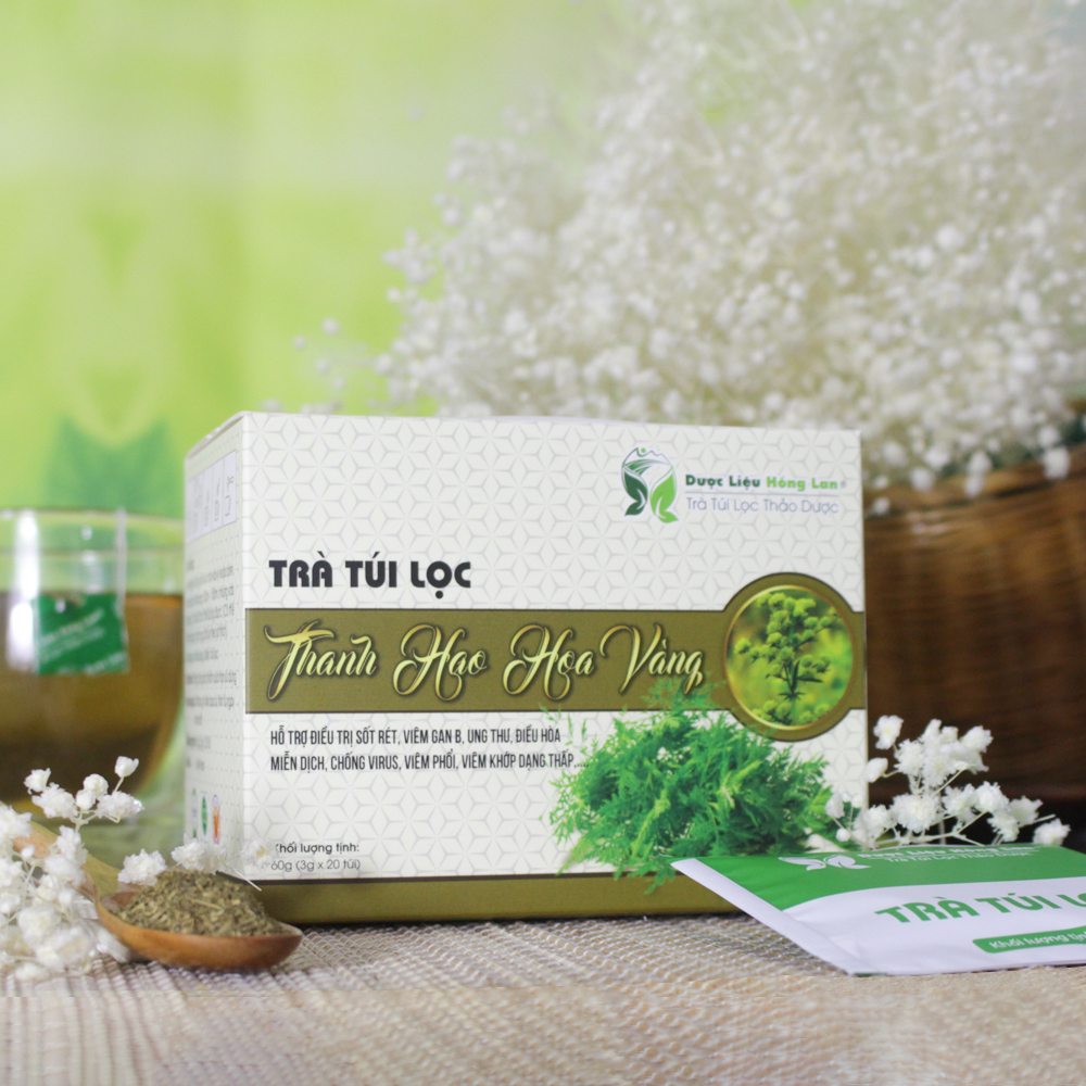Trà Thanh Hao Hoa Vàng túi lọc hộp 60g Dược Liệu Hồng Lan - Hỗ trợ điều trị sốt rét, Viêm Gan B, ung thư, điều hòa miễn dịch, chống virus, viêm phổi, Viêm khớp dạng thấp,....