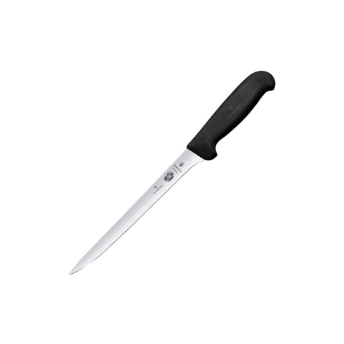 Dụng cụ cắt phi lê hiệu Victorinox Filleting fish knife, cán màu đen, lưỡi dài 20cm– rear curved edge, flexible blade, Fibrox Pro Hãng phân phối chính thức