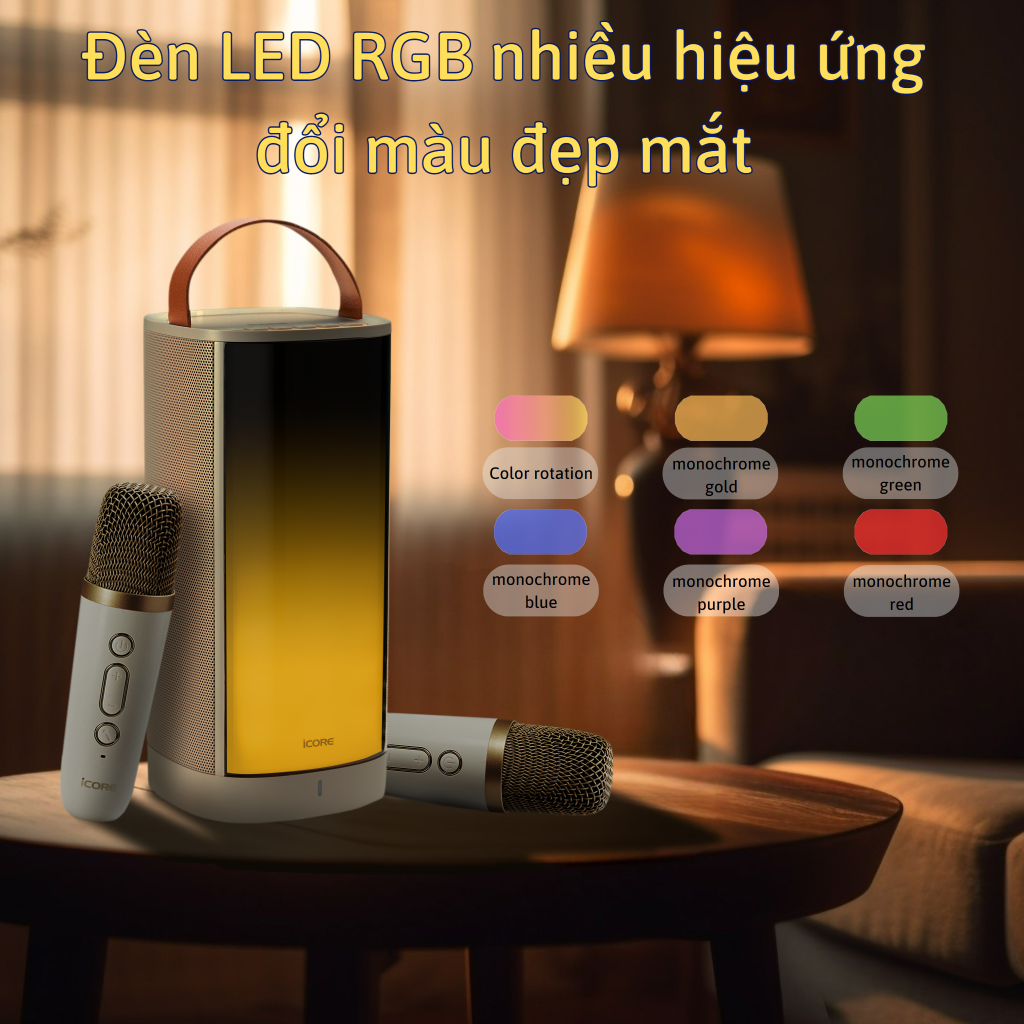 Bộ Loa Mic Karaoke Bluetooth iCore - Hàng chính hãng
