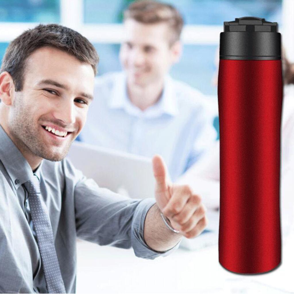 Portable French Press Coffee Maker Vacuum Insulated Travel Mug Stainless Steel Coffee Tea Maker Bottle for Hiking, Camping, Outdoors