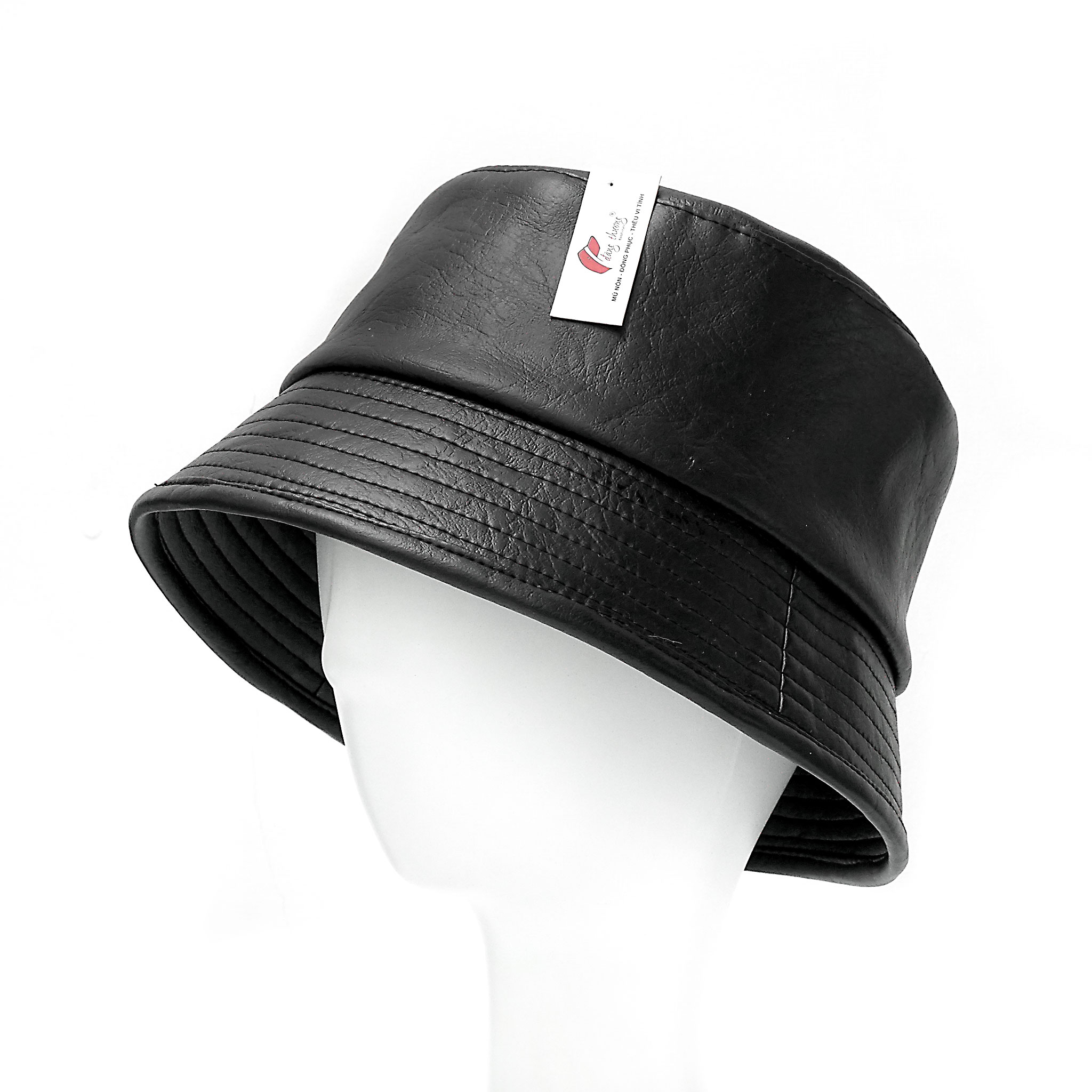 Mũ nón bucket da đen cao cấp Da Mờ và Da Bóng thời trang