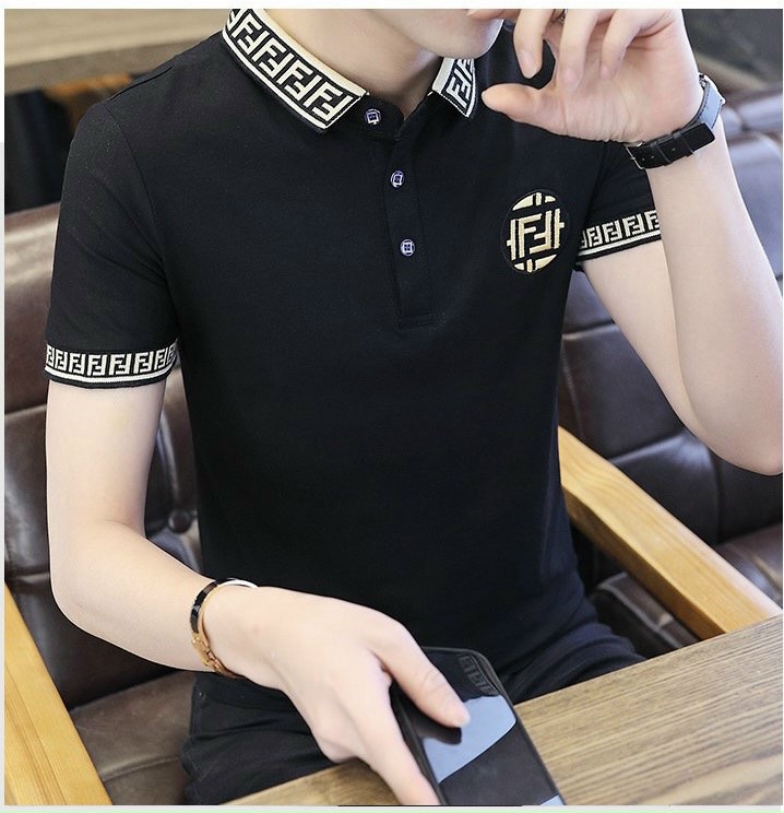 Áo Thun Nam, Áo Polo Nam Có Cổ Cotton Cao Cấp mẫu mới 2022 phối logo 2 CHỮ F NGƯỢC cực đẹp 4 màu sang trọng lịch lãm