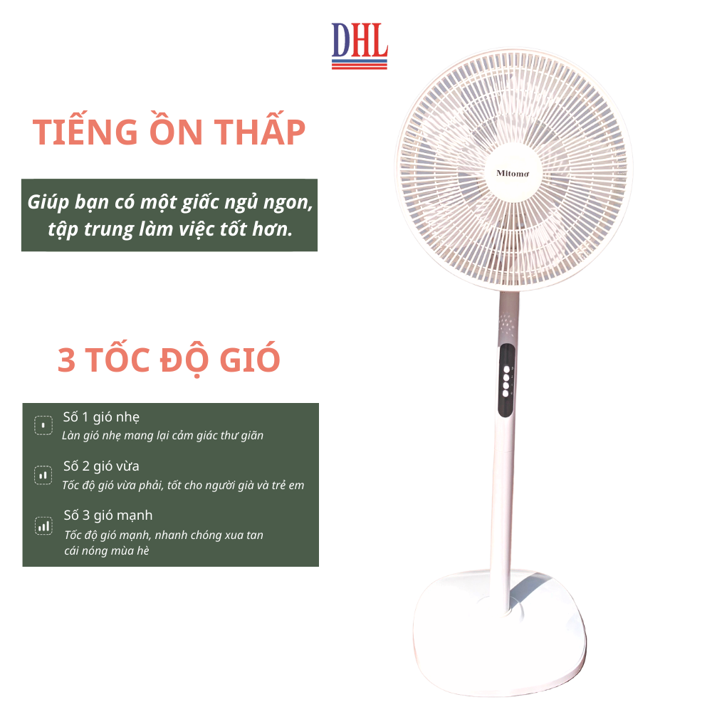 Quạt Cây Đứng Mitomo FCE-40 có điều khiễn từ xa, hẹn giờ hàng chính hãng